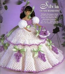crochet pattern pdf-fashion doll barbie- grape picker barbie costume crochet pattern -vintage pattern