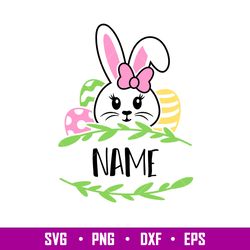 Bunny Girl Name Frame, Bunny Girl Name Frame Svg, Happy Easter Svg, Easter egg Svg, Spring Svg, png, eps, dxf file