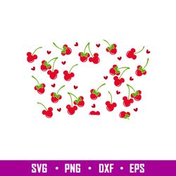 Cherry Ears Full Wrap, Cherry Mickey _ Minnie Mouse Full Wrap Svg, Starbucks Svg, Coffee Ring Svg, Cold Cup Svg, png,eps