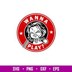 Chucky Wanna Play, Chucky Wanna Play Svg, Halloween Svg, Starbucks Coffee ring Svg, Horror Movie Svg,PNG,DXF,EPS FILE