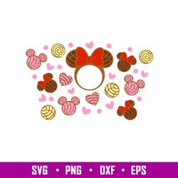 Concha Mouse Full Wrap, Concha Mickey _ Minnie Mouse Full Wrap Svg, Starbucks Svg, Coffee Ring Svg, Cold Cup Svg,png, dx