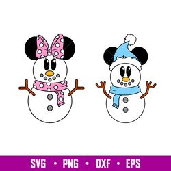 Cute Christmas Snowmen, Cute Christmas Mickey _ Minnie Snowmen Svg, Christmas Svg, Disney Christmas Svg,dxf, png, eps fi