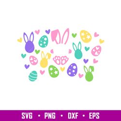 Cute Easter Bunny Full Wrap, Cute Easter Bunny Full Wrap Svg, Starbucks Svg, Coffee Ring Svg, Cold Cup Svg,png, dxf, eps