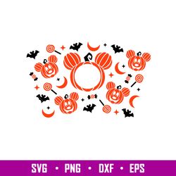 Halloween Pumpkin Ears Full Wrap, Halloween Pumpkin Mickey Mouse Full Wrap Svg, Starbucks Svg, Coffee Ring Svg, Cold Cup