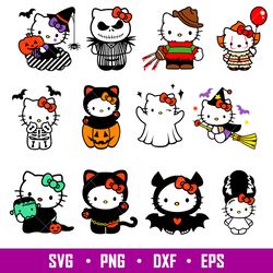 Helloween Kitty, Halloween Cats Svg, Smiling Jack Svg, Nightmare Svg, Halloween Svg, png,dxf,eps file