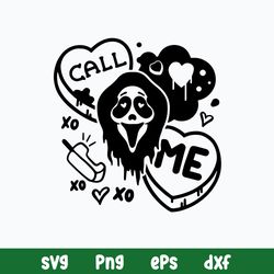 Call Me Svg, Candy Hearts Funny Svg, Scream Svg, Horror Valentines Day Svg, Png Dxf Eps File