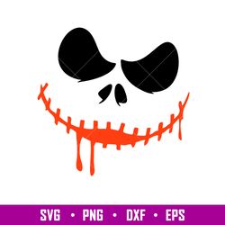 Jack Skellington Smile, Jack Face Svg, Smiling Jack Svg, Nightmare Svg, Halloween Svg, png, dxf, eps file