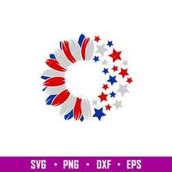 July 4th Sunflower, July 4th Stars Sunflower Svg, Starbucks Svg, Coffee Ring Svg, Cold Cup Svg, png, dxf, eps file