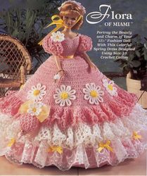 crochet pattern PDF-Fashion doll Barbie- Colorful Spring Dress Designed Crochet Cotton -vintage pattern-Doll dress