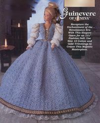 crochet pattern PDF-Renaissance Era Elegant Gown Fashion doll Barbie -vintage pattern-Doll dress pattern
