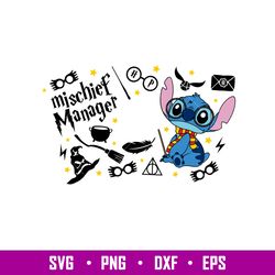 Mischief Manager Full Wrap, Mischief Manager Stitch Full Wrap Svg, Starbucks Svg, Coffee Ring Svg, Cold Cup Svg, png,dxf