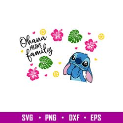 Ohana Means Family Full Wrap, Ohana Means Family Stitch Full Wrap Svg, Starbucks Svg, Coffee Ring Svg, Cold Cup Svg, png