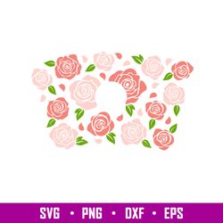 Roses Full Wrap, Roses Full Wrap Svg, Starbucks Svg, Coffee Ring Svg, Cold Cup Svg, png,dxf,eps file