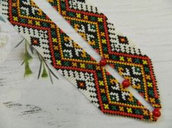 Beaded necklace, Ukrainian necklace gerdan, Ethnic necklace embroidery necklace for women Tribal necklace