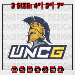 UNC Greensboro Spartans Embroidery files, NCAA D1 teams Embroidery Designs, UNC Greensboro, Machine Embroidery Pattern