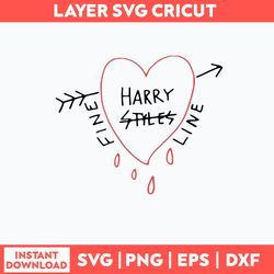 Harry Style Fine Line Svg, Harry Style Heart Svg, Png Dxf Eps File