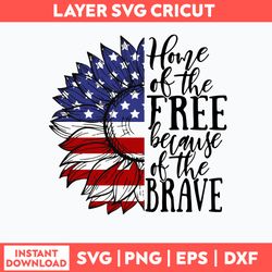 Home Of Free The Free Becaus Of The Brave Svg, Flag USA Png Dxf Eps File