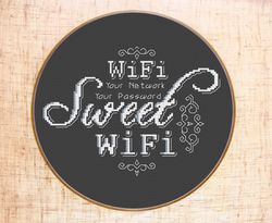 WiFi sweet WiFi cross stitch pattern Modern cross stitch Customisable cross stitch Housewarming DIY Home cross stitch