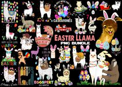 Llama Easter Day Png, Easter Llama Png, Llama With Bunny Ears and Eggs Png, Sloth Riding Llama Easter Day Png, Kids East