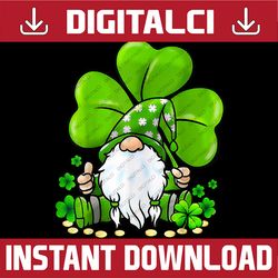 Cute Gnome Lucky Shamrock Clover St Patrick's Day PNG Sublimation Designs