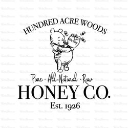 100 acre wood honey co est. 1926,honey bear png, cartoon bea
