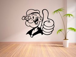 Popeye The Sailor Man Sticker American Comics Hero Wall Sticker Vinyl Decal Mural Art Decor