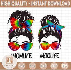 Mom Kid Life Tie Dye png, Matching Tie Dye Mom Life Kid Life png, Tie Dye Sunglasses Messy Bun Sublimation png, Mother D