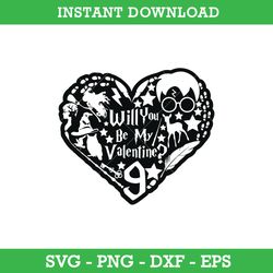 Will You Be My Valentine SVG, Harry Potter Heart SVG, Harry Potter SVG,  Instant Download