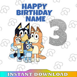 Personalized Bluey Png, Bluey Family Png, Bluey Party Animated TV Series, Bluey Birthday Png Clipart,Download