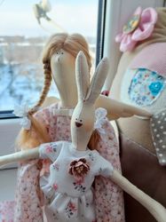 Interior doll Tilda angel and bunny Easter bunnyDecor doll Textile Doll Home decor doll Textile bunny Easter decor