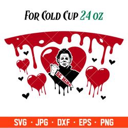 Michael Myers Be Mine Valentine Full Wrap Svg, Starbucks Svg, Valentine Svg, Valentines Day SVG, Cricut, Silhouette Vect