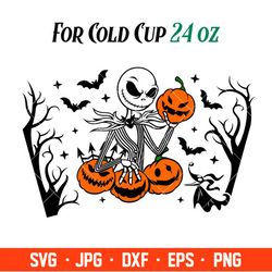 Jack Skellington Halloween Starbucks Full Wrap Svg, Halloween Svg, Spooky Season Svg, Trick or Treat Svg, Cricut, Silhou