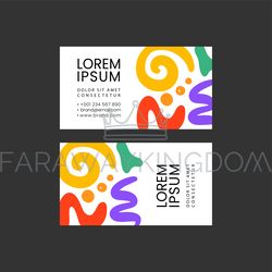 ABSTRACT BUSINESS CARD TEMPLATE Minimal Childish Shapes Set