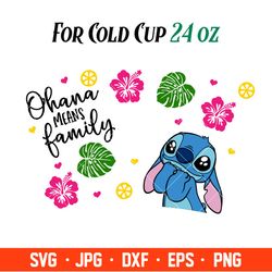 Ohana Means Family Stitch Full Wrap Svg, Starbucks Svg, Coffee Ring Svg, Cold Cup Svg, Cricut, Silhouette Vector Cut Fil