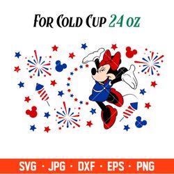 4th of July USA Minnie Mouse Full Wrap Svg, Starbucks Svg, Coffee Ring Svg, Cold Cup Svg, Cricut, Silhouette Vector