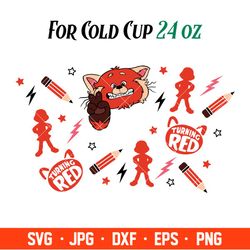 Turning Red Full Wrap Svg, Starbucks Svg, Coffee Ring Svg, Cold Cup Svg, Cricut, Silhouette Vector Cut File