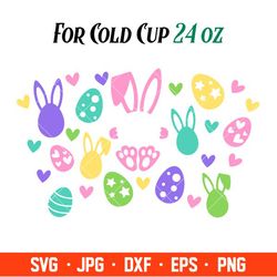 Cute Easter Bunny Full Wrap Svg, Starbucks Svg, Coffee Ring Svg, Cold Cup Svg, Cricut, Silhouette Vector Cut File