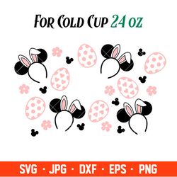 Pink Bunny Mickey Full Wrap Svg, Starbucks Svg, Coffee Ring Svg, Cold Cup Svg, Cricut, Silhouette Vector Cut File