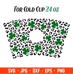 Leopard Clover Full Wrap Svg, Starbucks Svg, Coffee Ring Svg, Cold Cup Svg, Cricut, Silhouette Vector Cut File