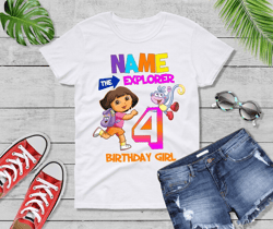 Dora the explorer Birthday Family custom shirts. Dora Birthday T-shirts. Dora the explorer Girls Birthday T-shirts.