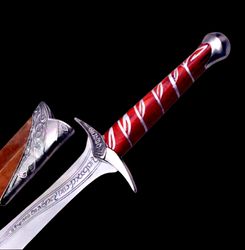New Lord of The Rings (LOTR) Sting Sword Real Steel Frodo Hobbit Sword Replica w/ Scabbard, Best Gift for Birthday