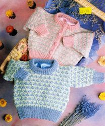 Cute Baby Vintage Sweater and Cardigan Knitting Pattern Pdf Instant Download 16-20" Chest Size