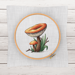 Orange Mushroom Cross Stitch Pattern Witchy Fungi Embroidery Mushroom Ornament Needlepoint Printable PDF Instant Downloa