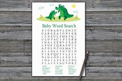 alligator baby shower word search game card,alligator baby shower games printable,fun baby shower activity-345