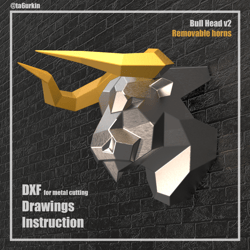 Welding Project Plans Drawings Bull Head (v2) (DXF, PDF)