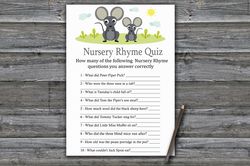 mouse nursery rhyme quiz baby shower game card,mouse baby shower games printable,fun baby shower activity-344