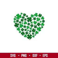 Clover Heart, Clover Heart Svg, St. Patricks Day Svg, Lucky Svg, Irish Svg, Clover Svg, png, dxf, eps file