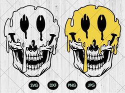 Smiley Skull SVG , Smiley Face Skull SVG, JPG , PNG , DXF , Digital download