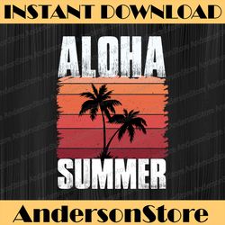 Aloha!, Retro Beach design with Palm Tree, PNG Digital Design, Beach Sublimation Design Download, Print and Cut