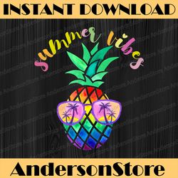 Summer Vibes Pineapple sublimation designs downloads, Pineapple with sunglasses png, digital download